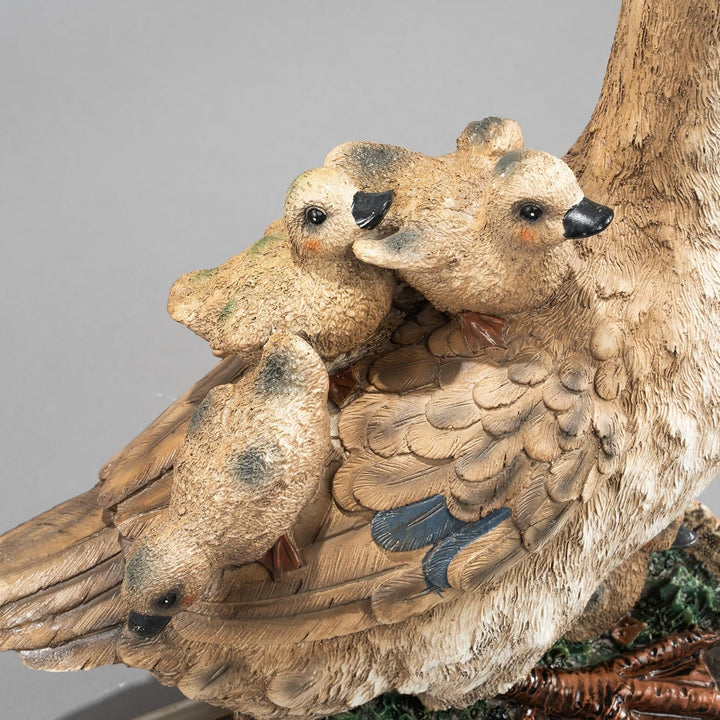 Esotec Wasserspeier Gans mit Küken, Brunnenfigur für Teich &amp; Garten aus Polyresin, Gartenfigur mit 1