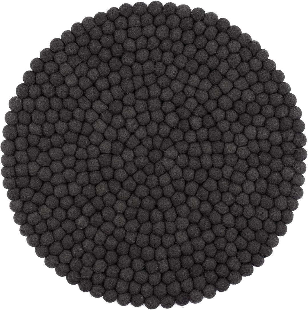 myfelt Filzkugel-Sitzauflage/Stuhlauflage - Kuno - rund, 36 cm, Anthrazit