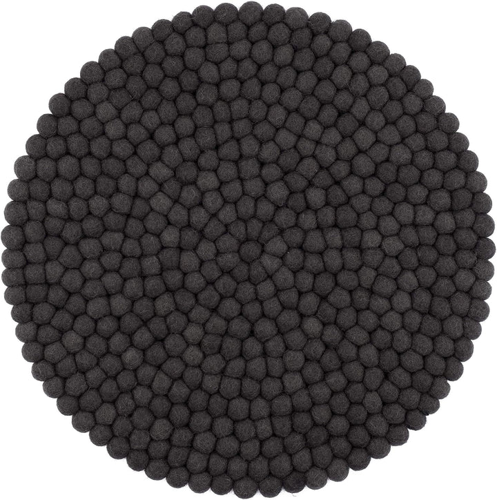myfelt Filzkugel-Sitzauflage/Stuhlauflage - Kuno - rund, 36 cm, Anthrazit