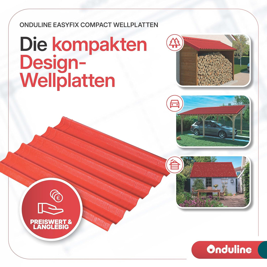 Onduline–EASYFIX COMPACT Dachplatten Bitumenwellplatten Schwarz-Trapez-Dachsystem einfach zu Verlege