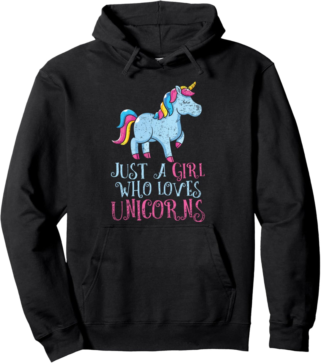 Nur ein Mädchen das Einhörner liebt Regenbogen Einhorn Pullover Hoodie