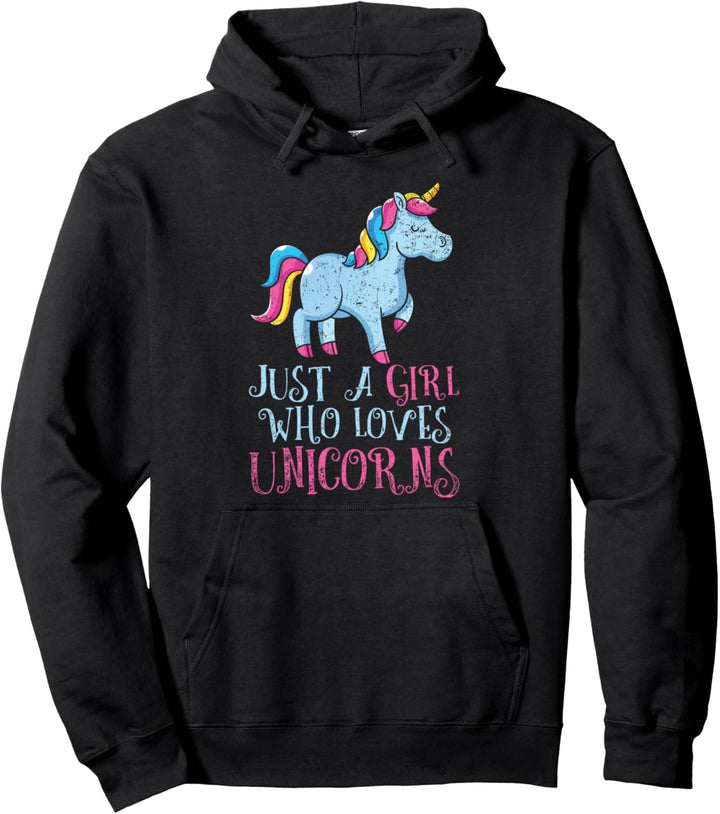 Nur ein Mädchen das Einhörner liebt Regenbogen Einhorn Pullover Hoodie