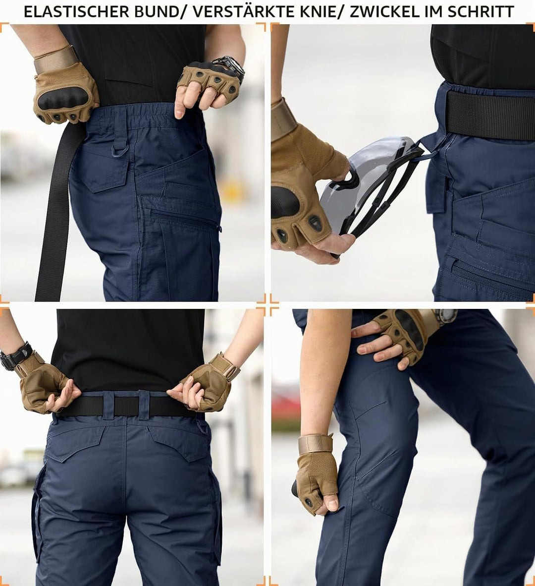 CARWORNIC Herren Taktische Hose wasserdichte Cargo Hose Militär Outdoorhose 36W / 32L Navy Blue, 36W