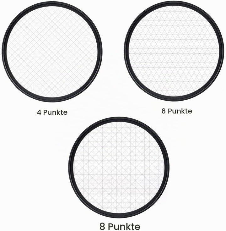 JJC 67 mm optisches Glas mit variablem Sternfilter-Set (4 Punkte, 6 Punkte und 8 Punkte) für Canon E