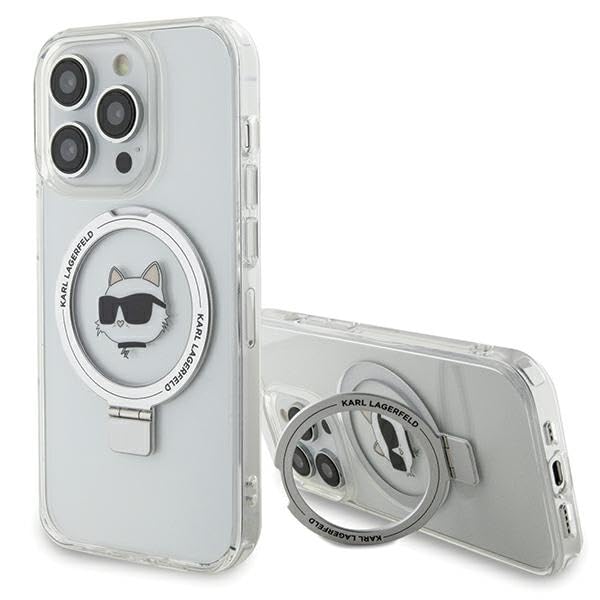 KARL LAGERFELD KLHMP15XHMRSCHH Hülle für iPhone 15 Pro Max 6.7" Weiss hardcase Ring Stand Choupette