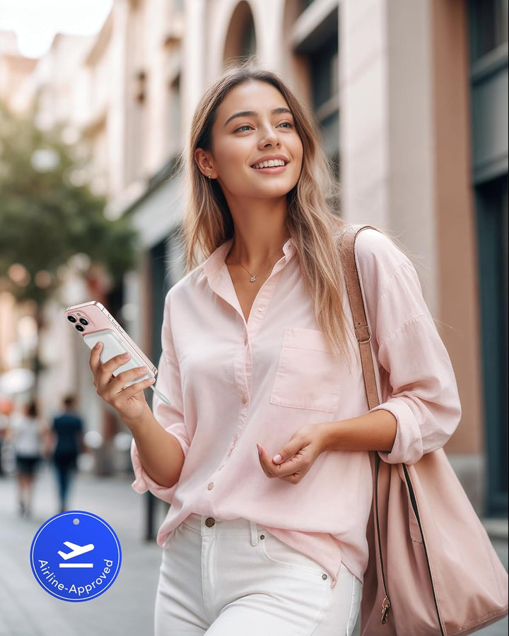 VIYISI Powerbank 10000mAh Ultradünn mit Integriertem USB-C Kabel, Weiss, weiss
