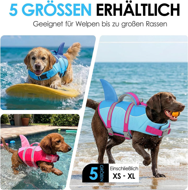 AOFITEE Schwimmweste Hund Klein, Verstellbar Hunde Schwimmweste Hai, Ripstop Hundeschwimmweste Klein