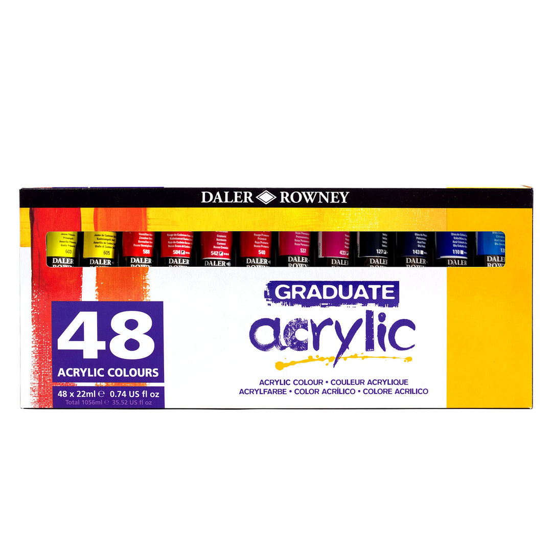 Daler Rowney 123900048 Graduate Acrylfarben-Set, 22 ml, 48 Stück 22.00 ml (48er Pack), 22.00 ml (48e