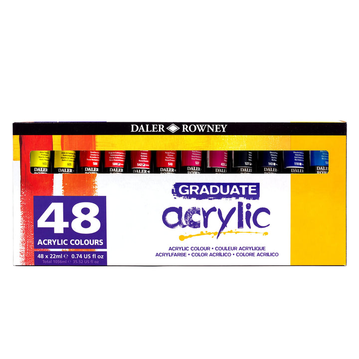 Daler Rowney 123900048 Graduate Acrylfarben-Set, 22 ml, 48 Stück 22.00 ml (48er Pack), 22.00 ml (48e