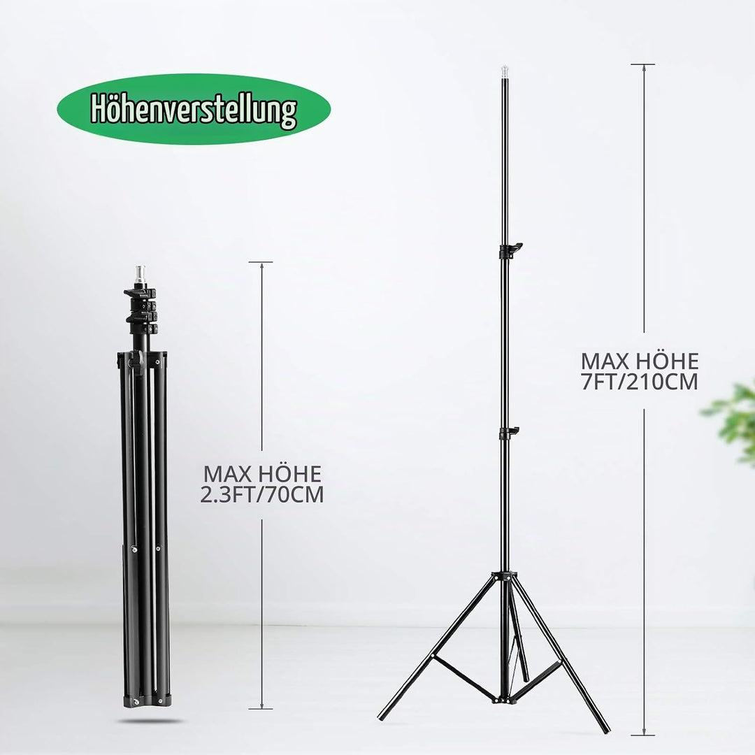 Andoer Fotostudio Set, 1.8M x 2.7M Hintergrund Stützsystem (Grün Schwarz Weiss) mit Softbox, Dauerli