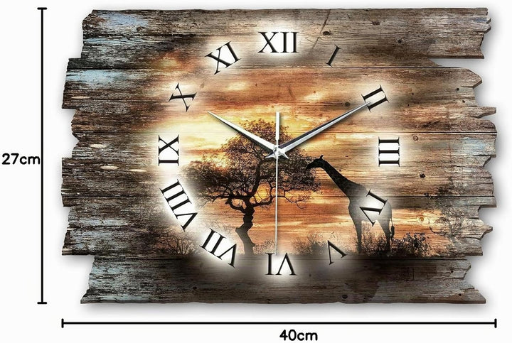 Kreative Feder Afrika Shabby Style Designer Wanduhr Funkuhr aus Holz *Made in Germany leise ohne Tic