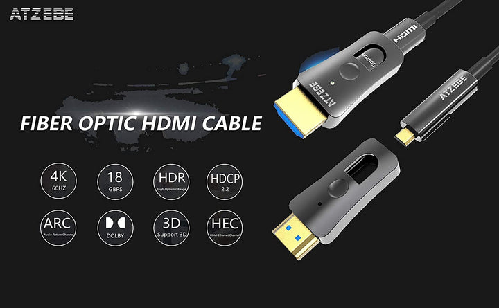 HDMI Glasfaser Kabel -50m, 4k HDMI-Kabel 2.0 unterstützt 4K@60Hz HDR, YUV4:4:4 8bit, 3D, ARC, HEC, C