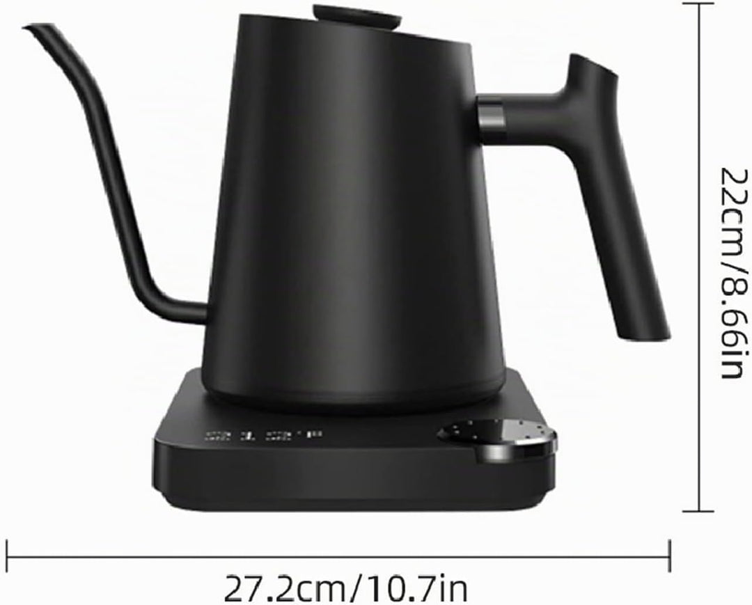 Wasserkocher mit Temperatureinstellung, 0.9L Schwarz Schwanenhals Wasserkocher 1200W Elektrischer Ed