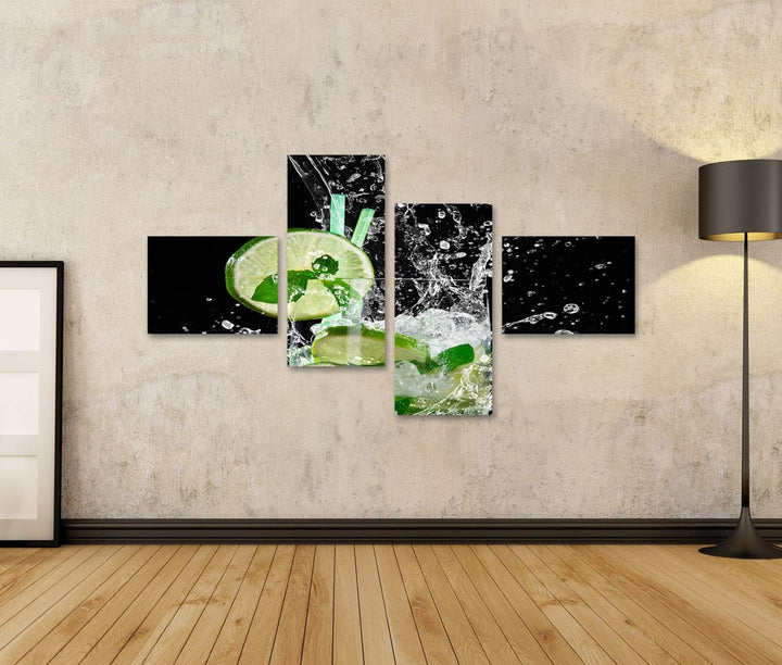 islandburner Bild auf Leinwand Mojito Cocktail Über Schwarz Bilder Wandbilder Poster Leinwand 150x80