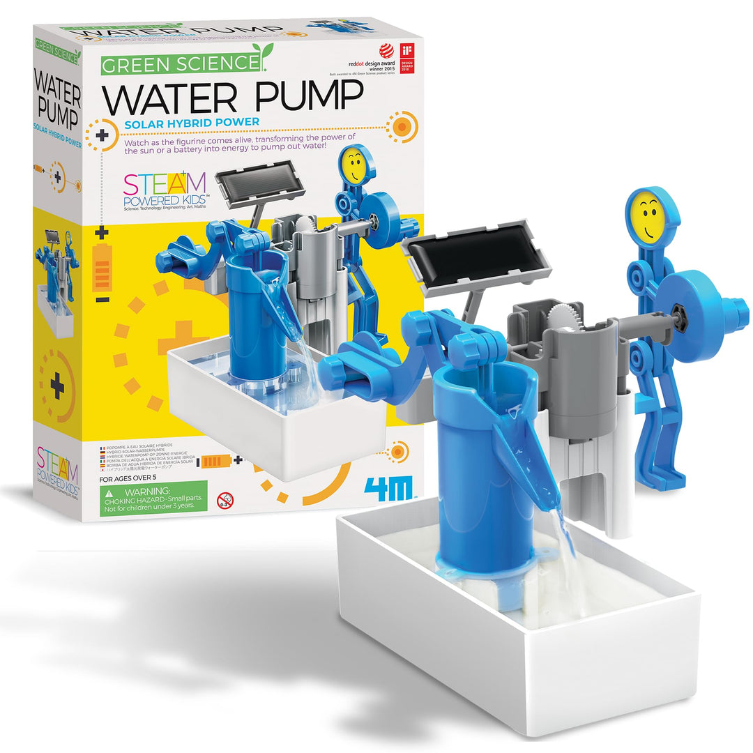 4M 403425 Green Hybrid Solar Power Water Pump Science Kit Green Science Hybrid-Wasserpumpe, solarbet