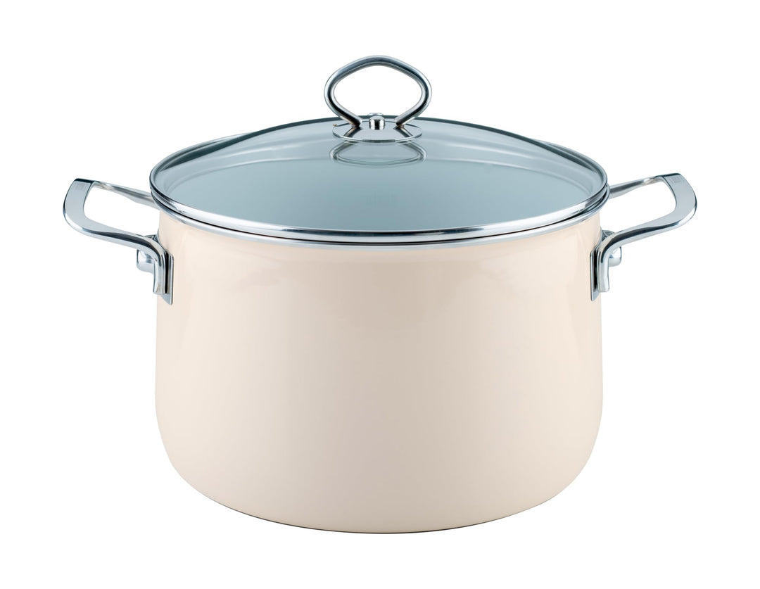 Riess, 0705-011, Fleischtopf mit Glasdeckel, NOUVELLE-AVORIO EXTRA STARK, Durchmessser 24 cm, Höhe 2