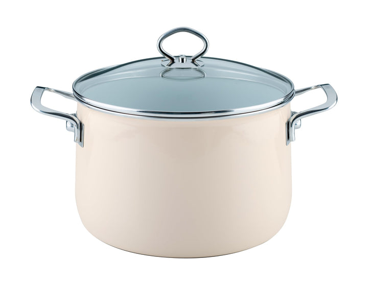Riess, 0705-011, Fleischtopf mit Glasdeckel, NOUVELLE-AVORIO EXTRA STARK, Durchmessser 24 cm, Höhe 2
