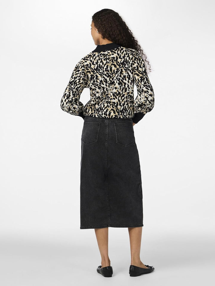 YAS Damen Yasfonny Ls Knit Pullover S. Noos Strickpullover XS Black/Aop:leo Print, XS Black/Aop:leo