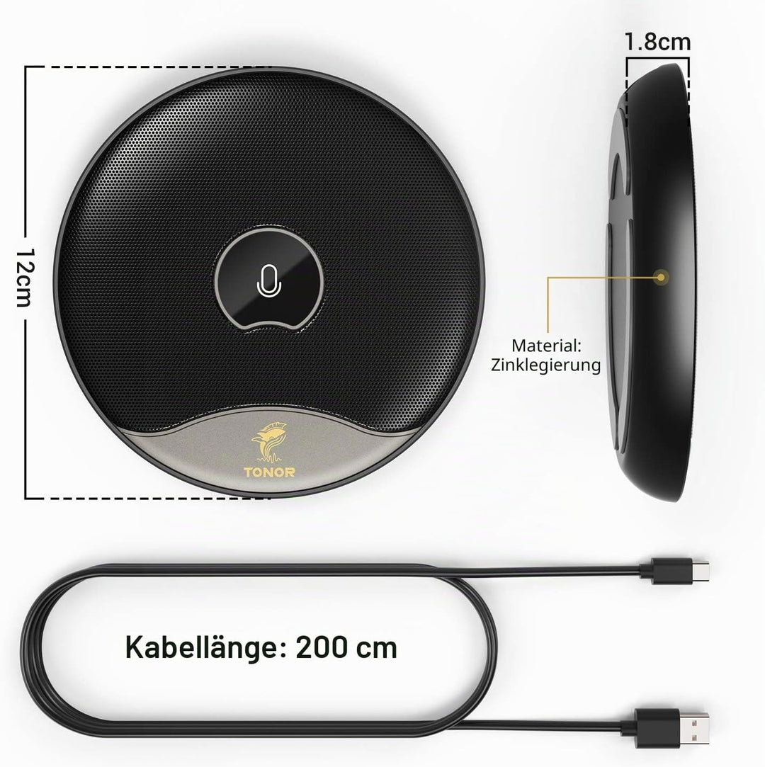 TONOR USB Konferenzmikrofon, 360 Grad omnidirektionales PC Computer Kondensator Mikrofon mit Stummsc