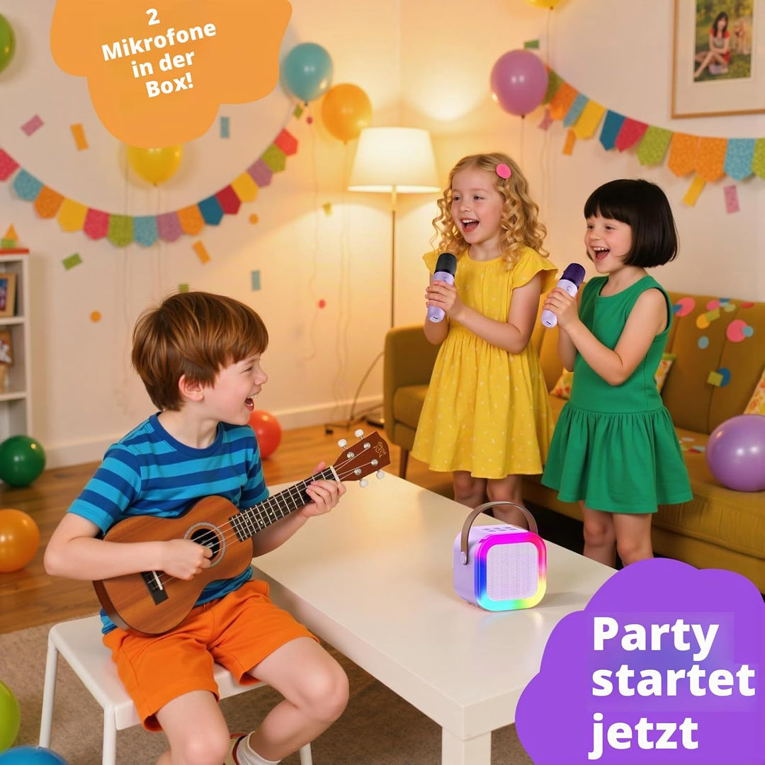 Fede Karaoke Maschine für Kinder Erwachsene, Mini Karaoke Maschine mit 2 Mikrofonen, Tragbarer Bluet