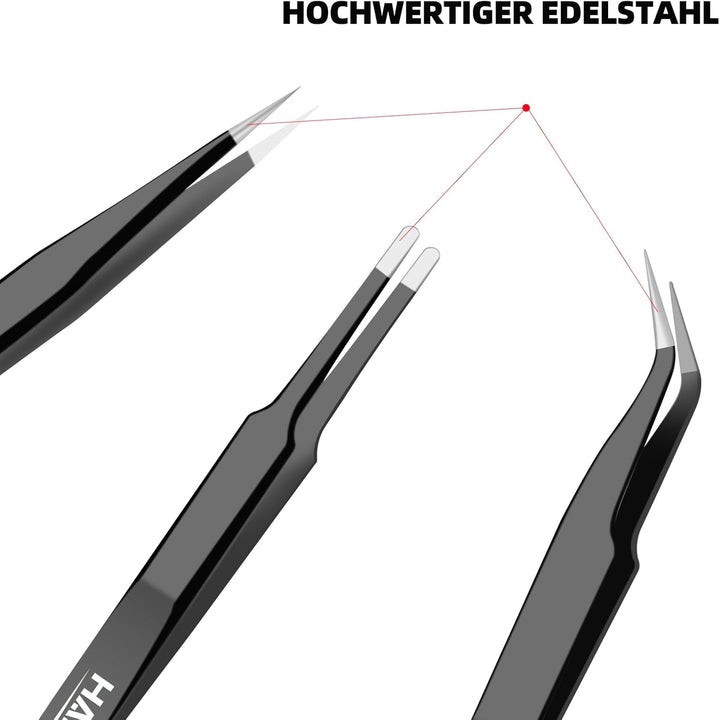 Präzisionspinzette Set, 6-teilig, Edelstahl Anti-statisch Nicht-magnetische Pinzetten, für Elektroni
