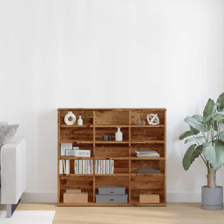 vidaXL CD-Regal Altholz-Optik 100x23x89,5 cm Holzwerkstoff, CD-Schrank, CD-Ablage, Standregal, Regal