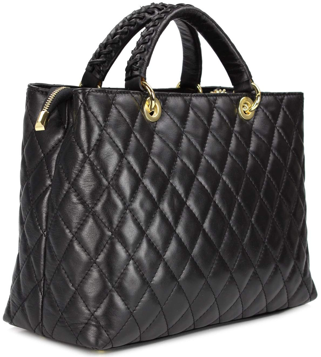 Belli edle italienische Echt Nappa Leder Damentasche Henkeltasche Umhängetasche gesteppt - 34x25x17