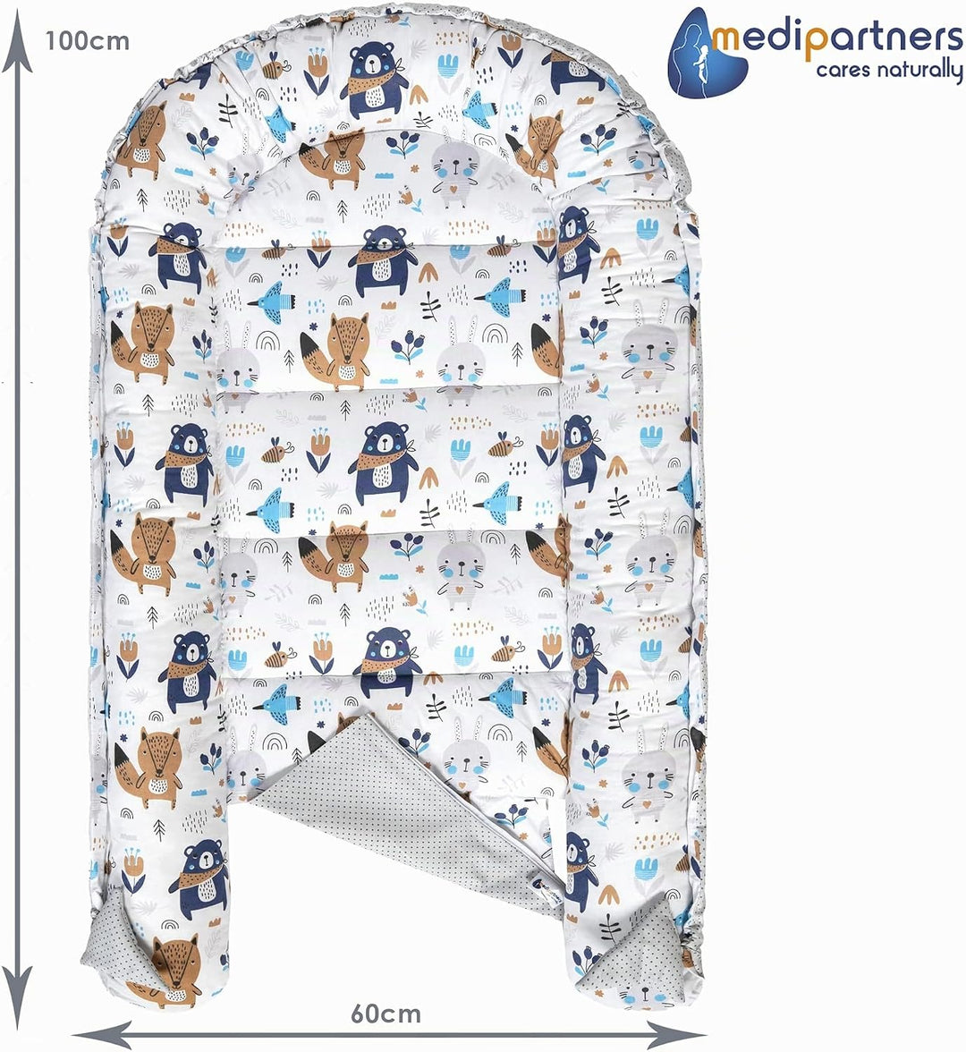 Medi Partners Babynest Kuschelnest Babynestchen 100% Baumwolle Nestchen Reisebett für Babys Säugling