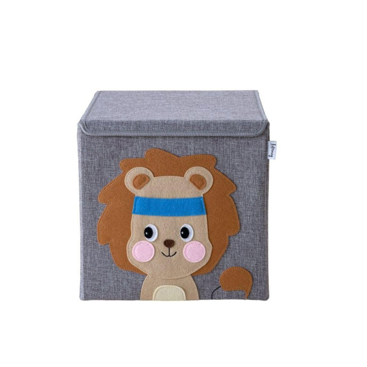 Aufbewahrungsbox mit Deckel und Löwe I Spielzeugbox mit Tiermotiv passend für Würfelregale I Ordnung