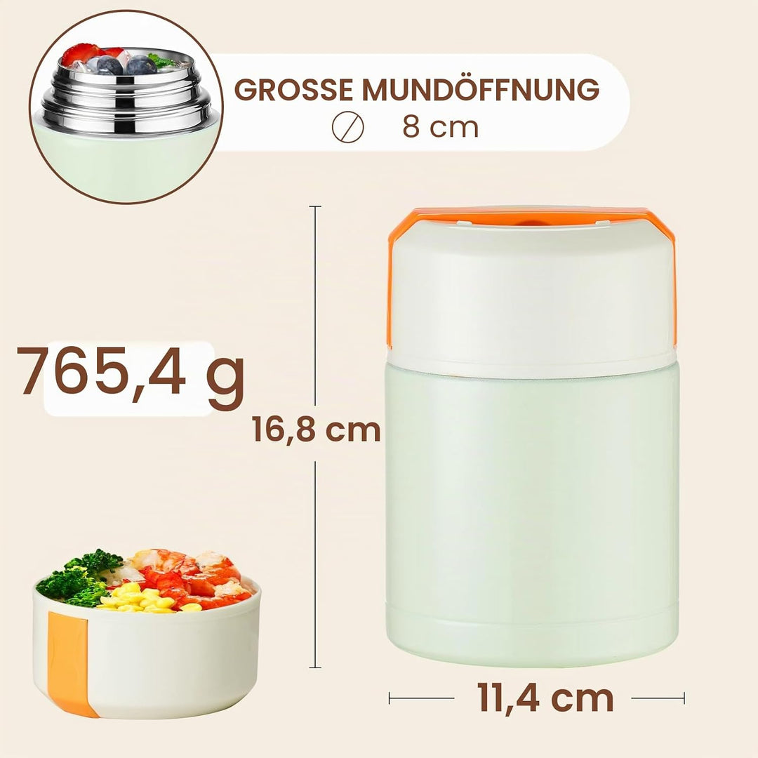 ParaCity Isolierbehälter für Essen 800ml, Vakuum-Warmhalter aus 316 Edelstahl, Breiwärmer Unterwegs