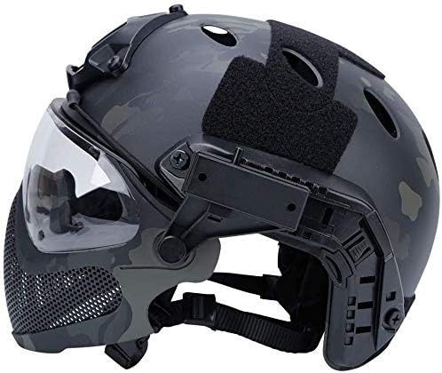 Taktischer Airsoft PJ Helm F22, EIN Integral-Schutzhelm Mit Abnehmbarer Maske Und Brille, Outdoor-Re