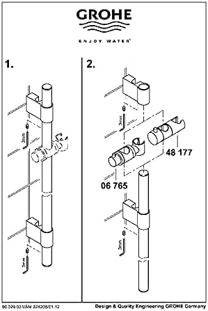 GROHE Gleitelement (Gleiter mit schwenkbarem Halter, Zur Höhenverstellung der Handbrause, für Brause