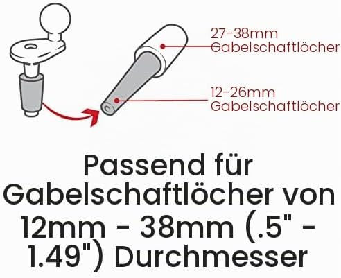 Ram Mount RAM-B-342U Aluminium Motorrad-Gabelschaft-Kugelbasis, Grösse B, Schwarz