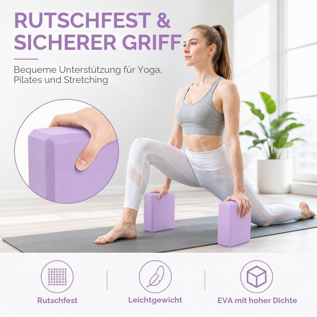 EXERZ Yoga Blocks 2 pack, Gym Blocks, Exercise Workout Fitness Bricks, Pilates Stretch Handstand Non