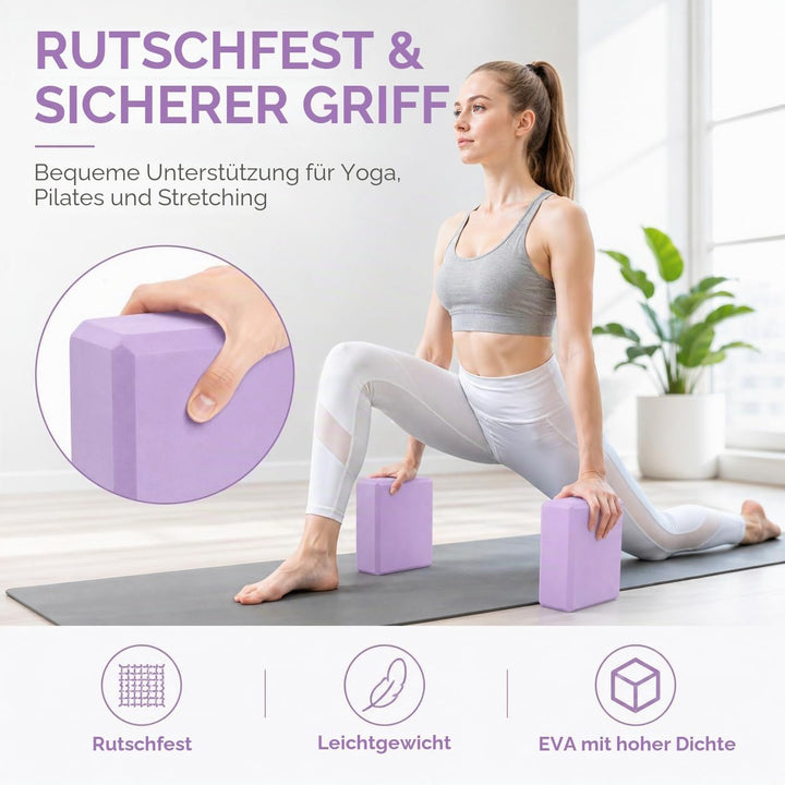 EXERZ Yoga Blocks 2 pack, Gym Blocks, Exercise Workout Fitness Bricks, Pilates Stretch Handstand Non