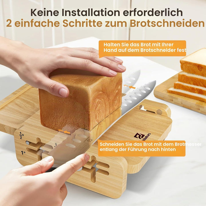 Brotschneider mit Brotmesser, weltweit erster Brotschneider für selbstgebackenes Brot, 4fach verstel
