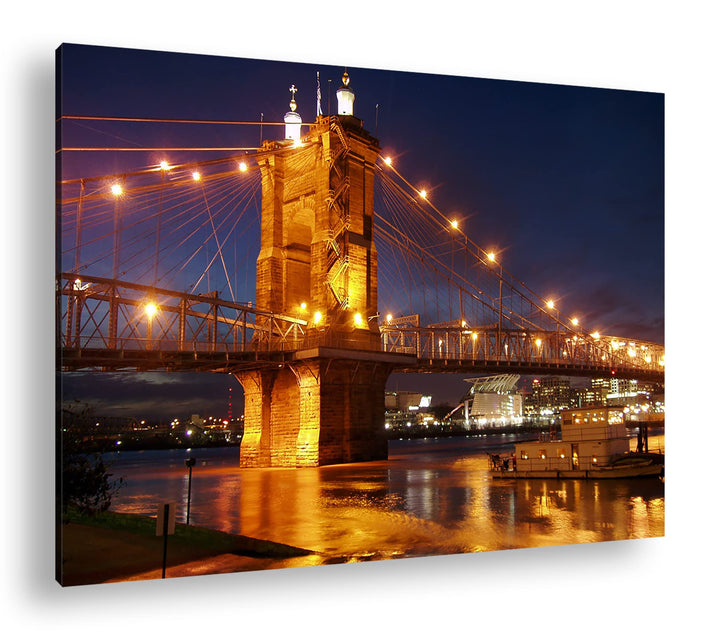 deyoli gigantische Hängebrücke in Ohio Format: 80x60 als Leinwandbild, Motiv fertig gerahmt auf Echt
