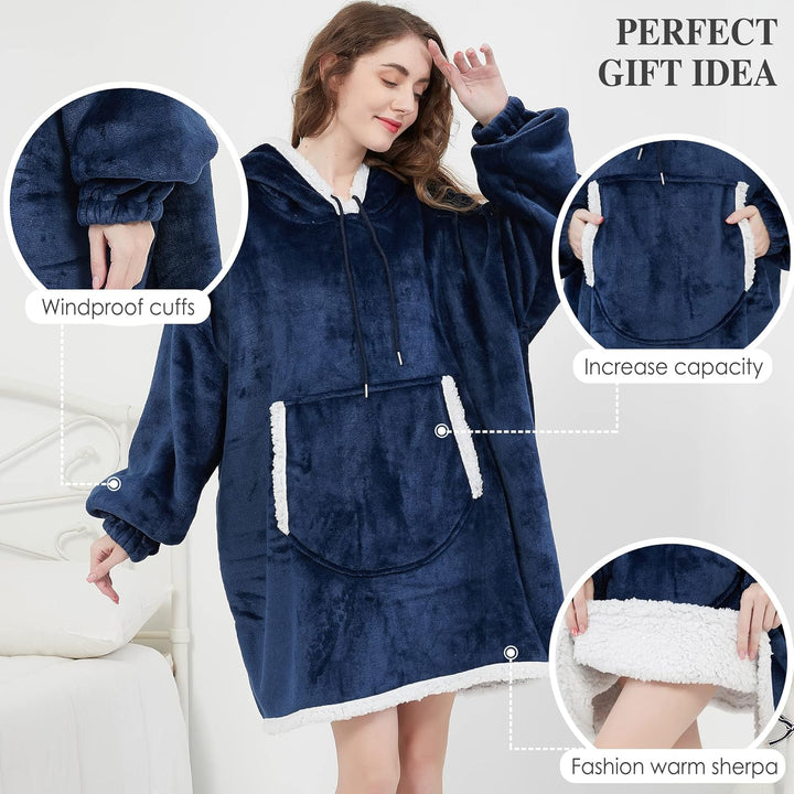 Viviland Pullover Damen & Herren Hoodie Sweatshirt, grosser und Warmer Hausanzug für Erwachsene Navy