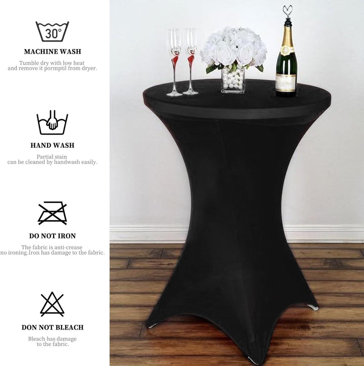 Showgeous 6er-Set Stretch Stehtisch Husse für Bistrotisch Ø 60-65 cm,Hussen Stehtische Schwarz 60 cm