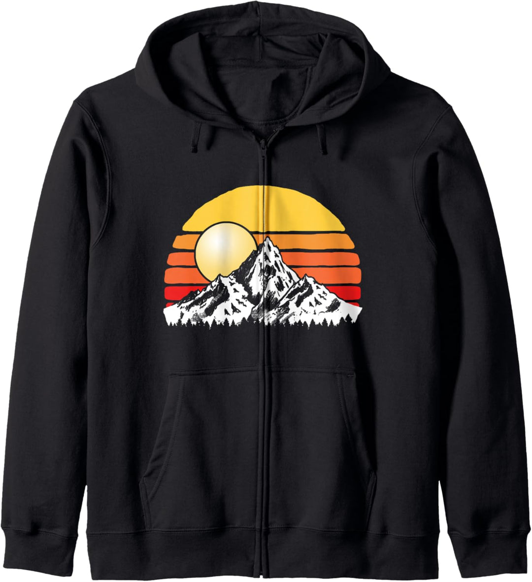 Vintage Mountain Sunset Eighties Hiking & Outdoors 80s Kapuzenjacke