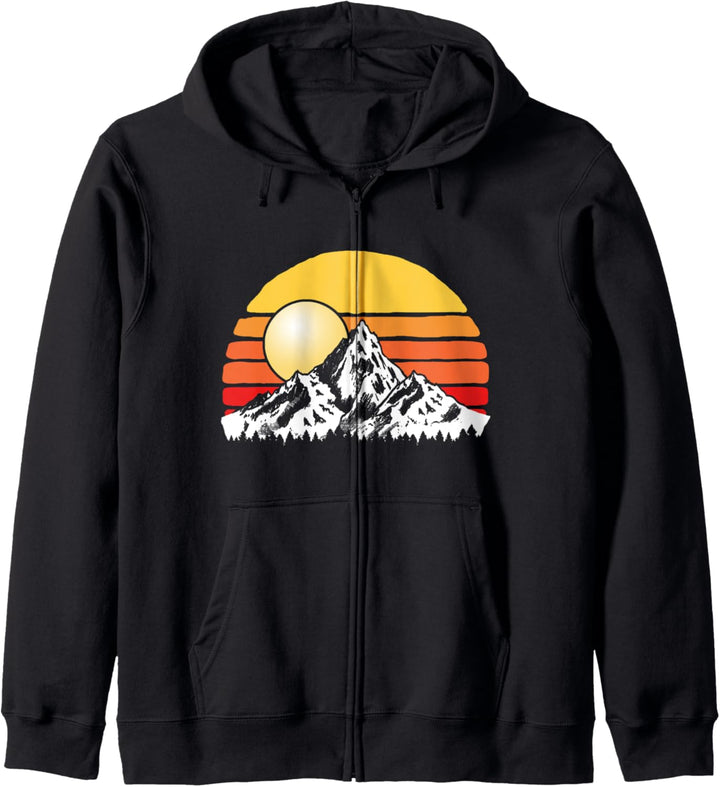 Vintage Mountain Sunset Eighties Hiking & Outdoors 80s Kapuzenjacke