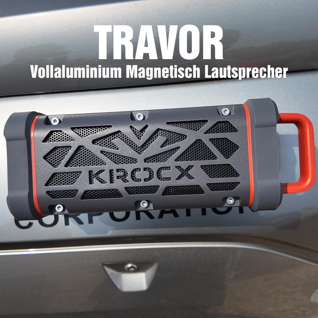 TRAVOR Aluminium Bluetooth Lautsprecher mit Magnet für Reise &amp; Camping | TWS &amp; Bass Boost für Camp,