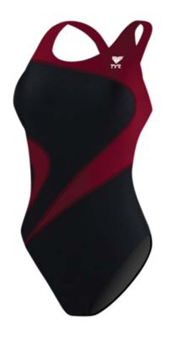 TYR Youth Alliance T-Splice Maxback Badeanzug Schwarz / Burgunderrot 24, Schwarz / Burgunderrot 24