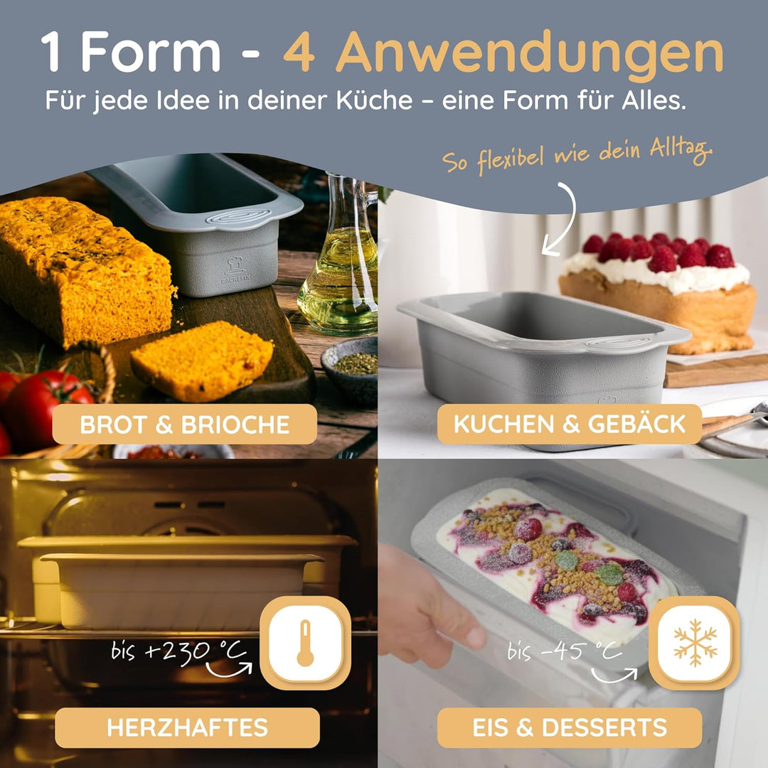 Backefix 23cm Flexi Brotbackform Silikon 750g Brot backen Form, Back Kastenform Kuchen und mehr, das