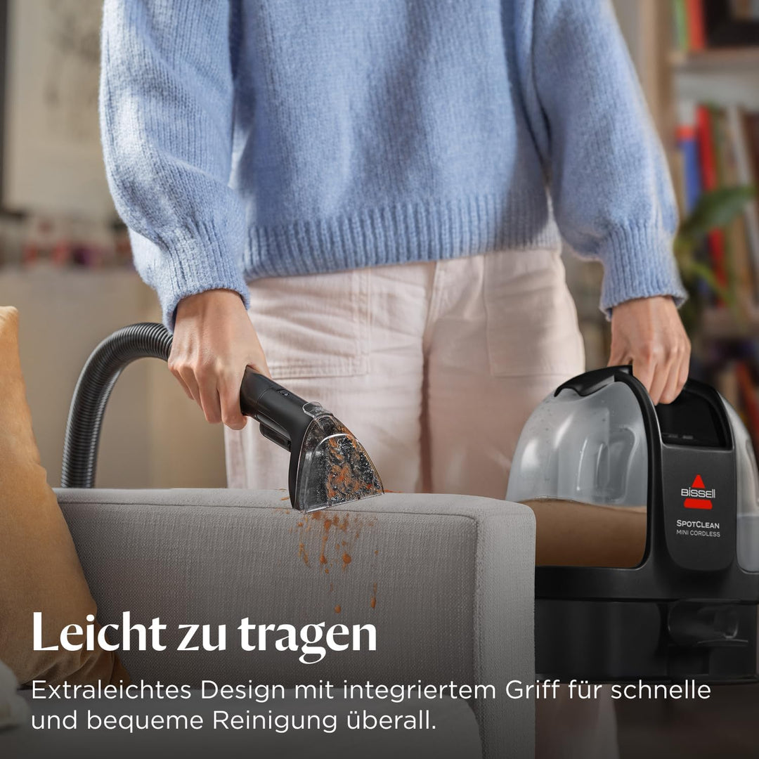 BISSELL SpotClean Mini Kabelloser Polsterreiniger Gerät, Tragbarer Teppichreiniger, Ideal für schnel