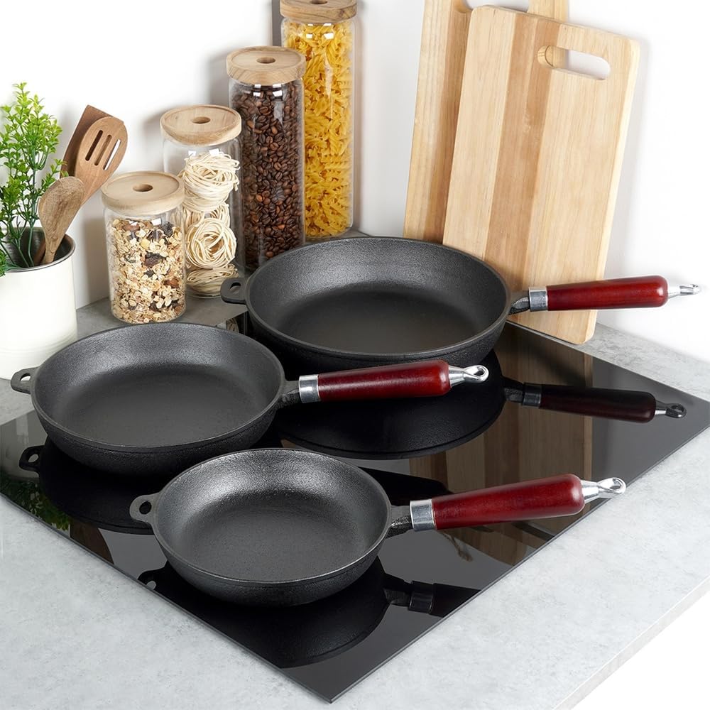 Vilde Gusseisenpfannen-Set Eisenpfanne Grillpfanne aus Gusseisen Cast Line
