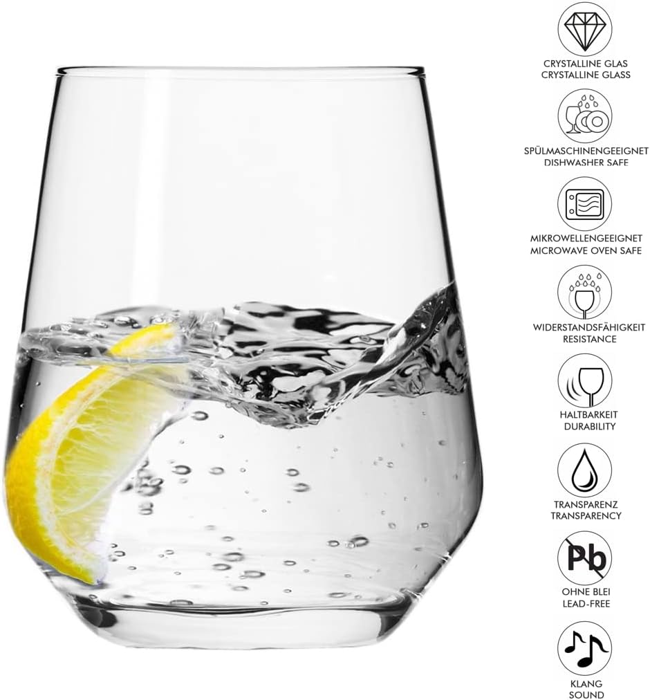 KIAPPO Trinkgläser | Set mit 6 Gläsern Splendor Wassergläser | modernes Design für Wasser und kalte