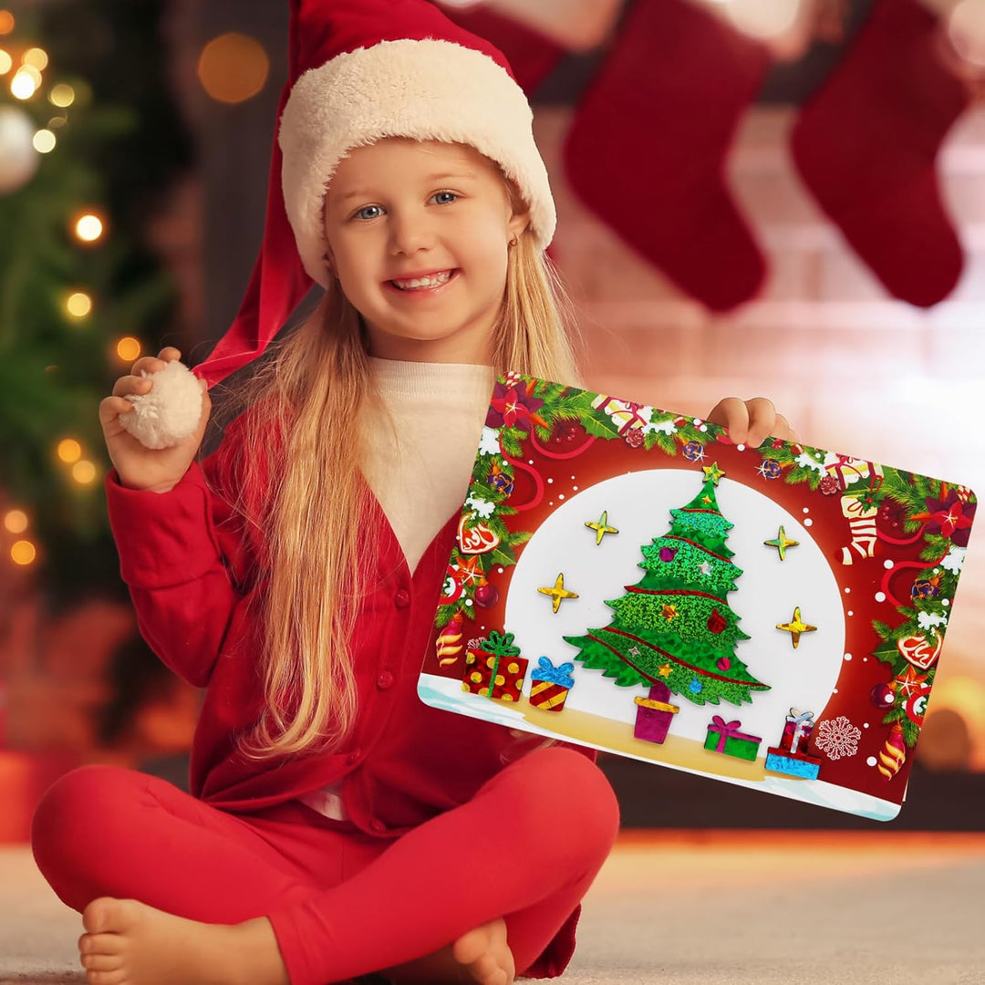 ZMLM Kunst Bastelaktivität Kinder, Weihnachtstag Aufkleber Folienspass Bastelkoffer Färben Kunstmale
