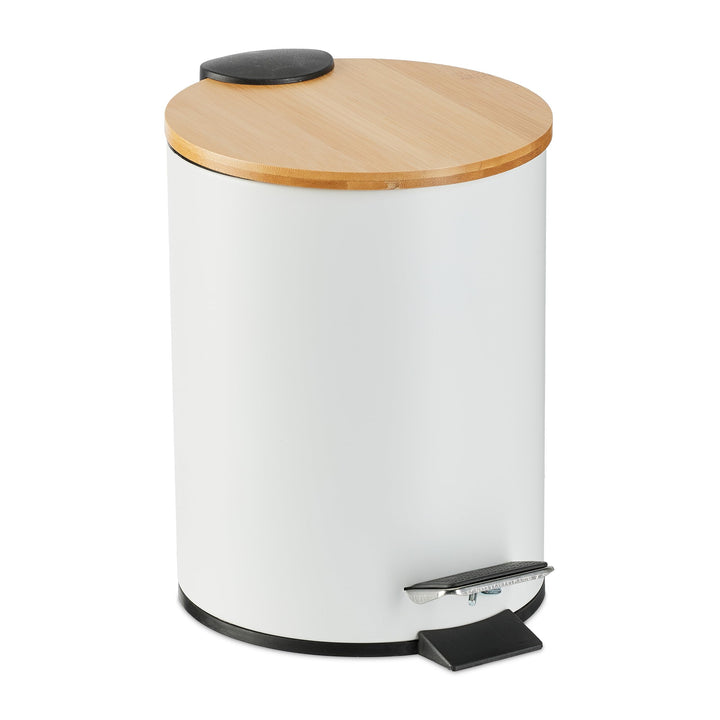 Relaxdays Kosmetikeimer, 3 Liter, Absenkautomatik, entnehmbarer Inneneimer, Bad Mülleimer, Metall, B