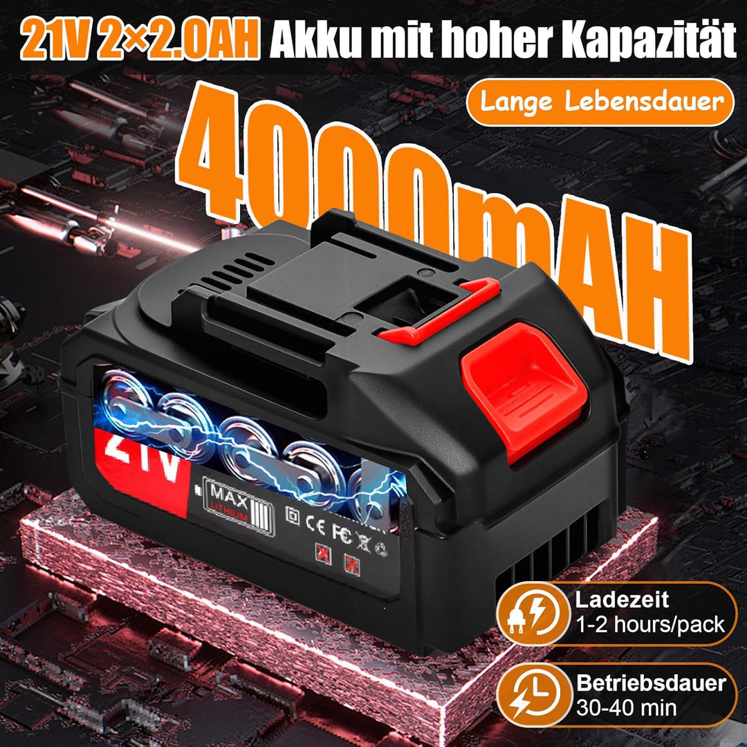Xbzzgmg Akku Rasentrimmer mit Akku, Rasentrimmer Akku mit 2x4,0mAH - Elektrischer Rasentrimmer mit 4